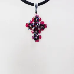 Pendant 30cm - Trisha-Black Suedine - Pendant 30cm - Laiton argenté